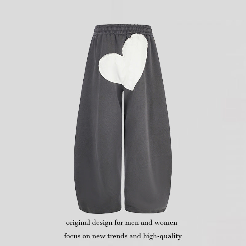 Damen weite Culotte-Sweathose mit elastischem Bund und Herz-Applikation Drune