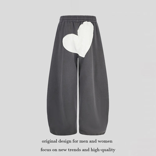 Damen weite Culotte-Sweathose mit elastischem Bund und Herz-Applikation Drune