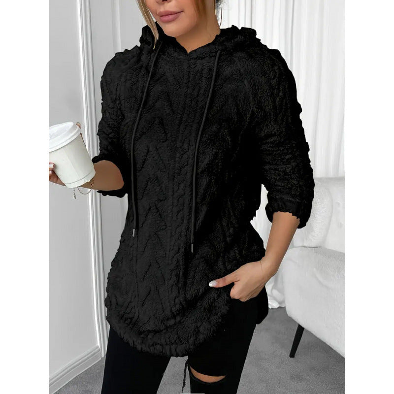 Damen Kuschelige Strickjacke mit Kapuze und seitlichen Taschen Drune