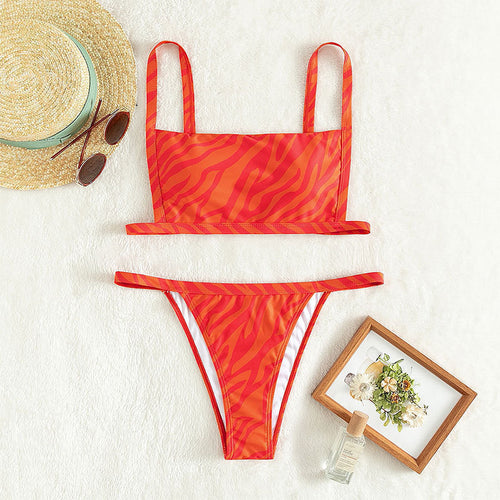 Damen Zweiteiliges Bikini-Set mit modernem Gitterdesign Drune