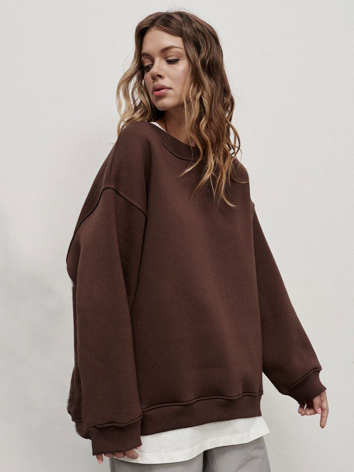 Drune | Damen Lockere Rundhals-fleece-sweatshirt