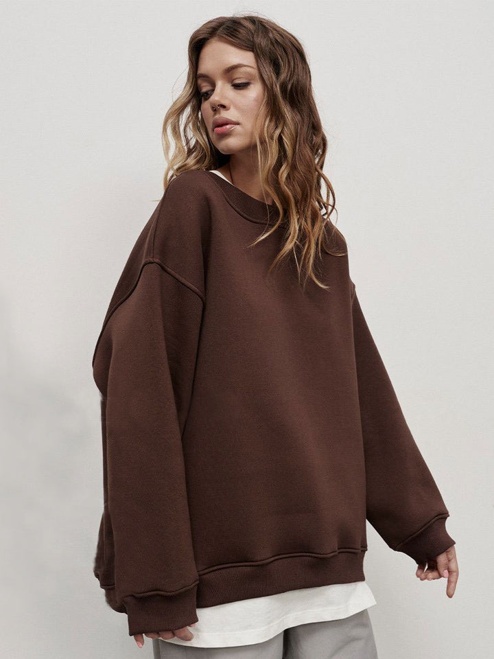 Damen Oversized Sweatshirt mit dropped Shoulder und weichem Fleece-Waren Drune