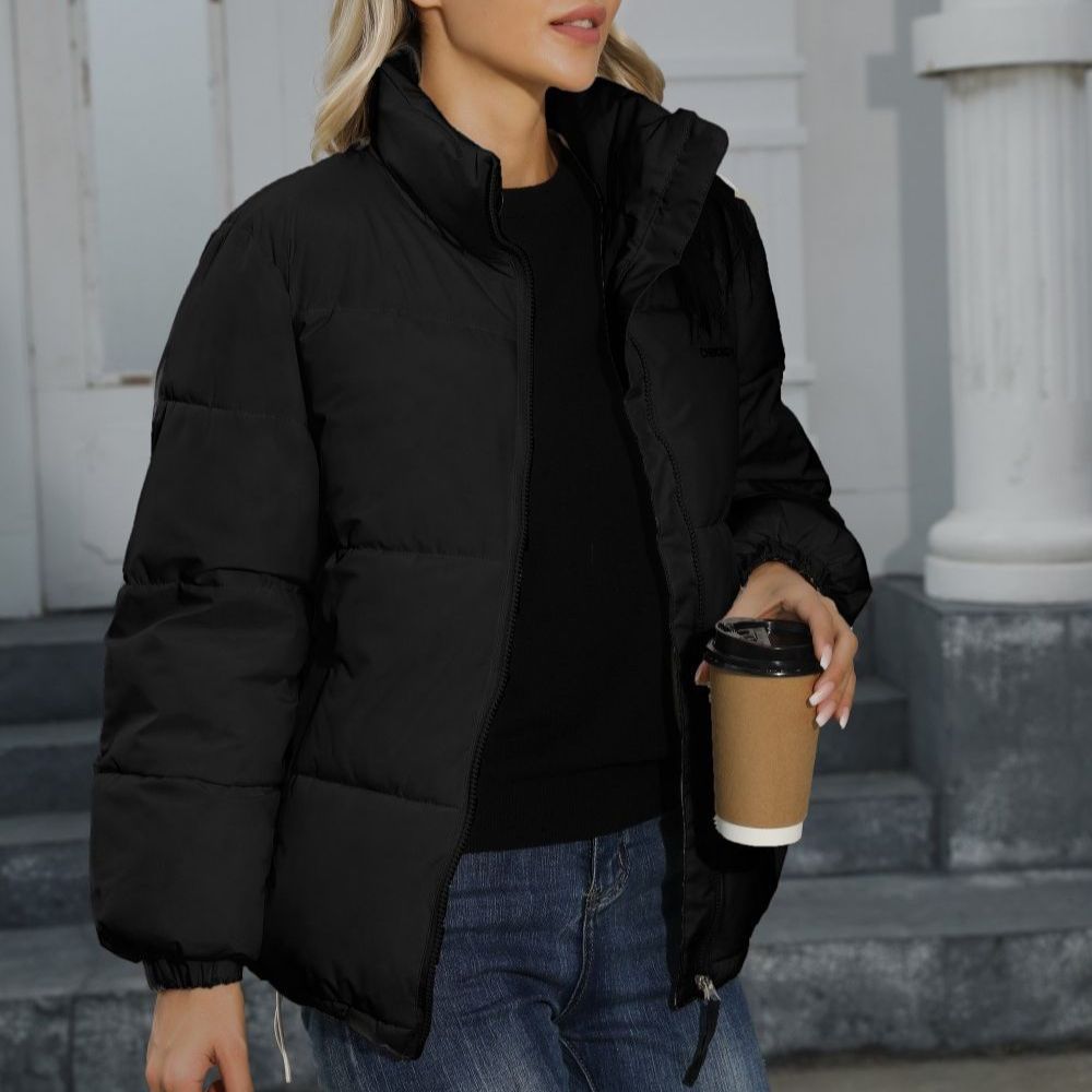 Damen Wattierte Oversize-Steppjacke mit Stehkragen und Kordelzugsaum Drune