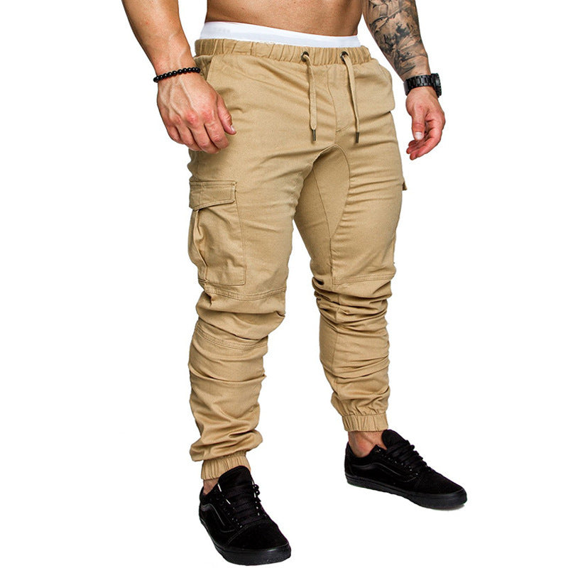 Herren nan taillierter Cargo-Jogger mit elastischem Bund, Kordelzug und aufgesetzten Taschen Drune