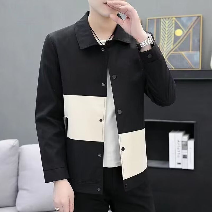 Herren modische Übergangsjacke mit kreativen Farbblock-Design Drune