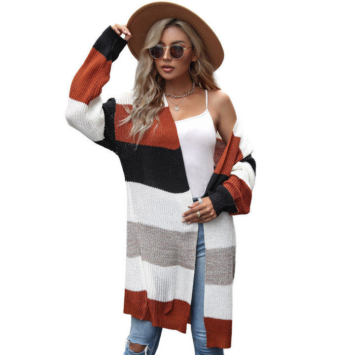 Damen Strickjacke mit blockfarbenen Streifen Drune