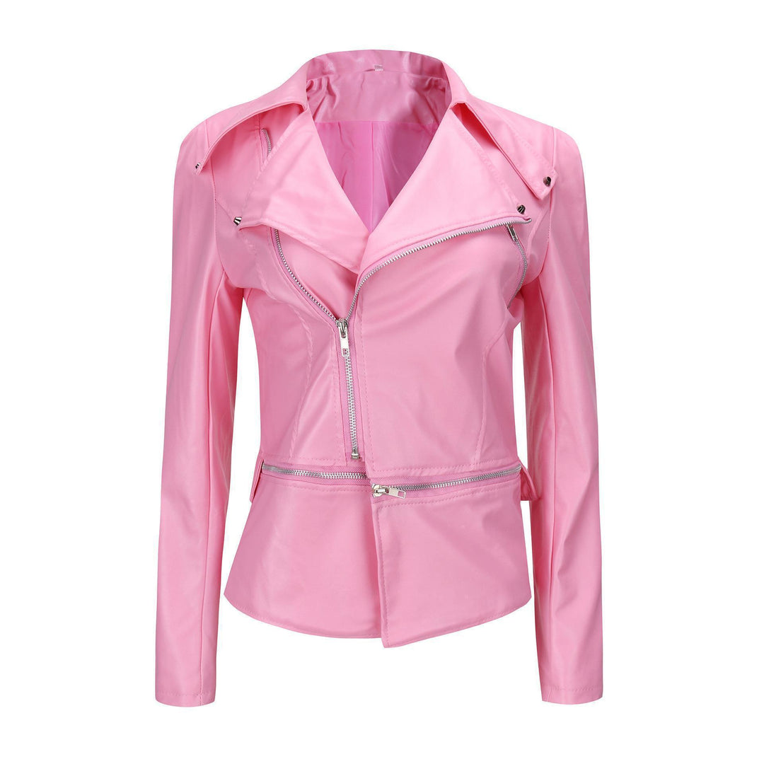 Damen Lederjacke mit asymmetrischem Reißverschluss und stilvollen Zipper-Details Drune