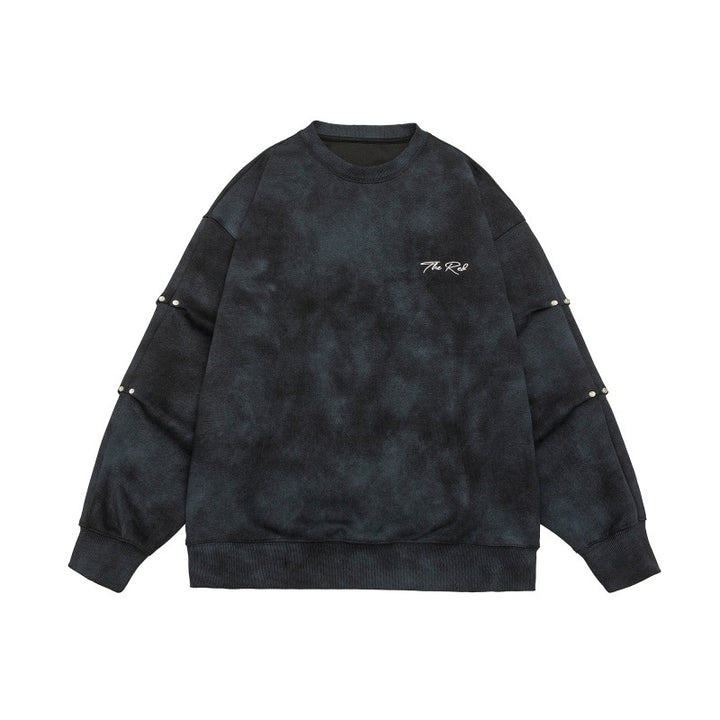 Unisex Oversize-Sweatshirt mit Stonewash-Optik und Ärmel-Druckknöpfen Drune