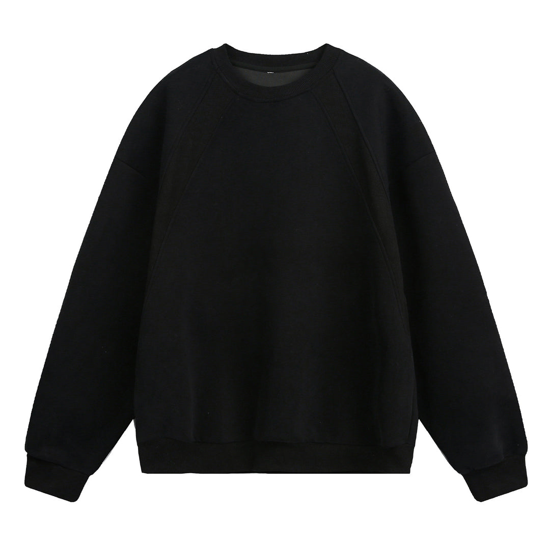 Unisex Oversize Rundhals-Sweatshirt aus Baumwollmix mit Raglanärmeln und diagonalem Rippdetail Drune