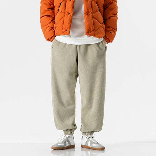 Herren Weit geschnittene Fleece-Jogginghose mit elastischen Bündchen und Eingrifftaschen Drune