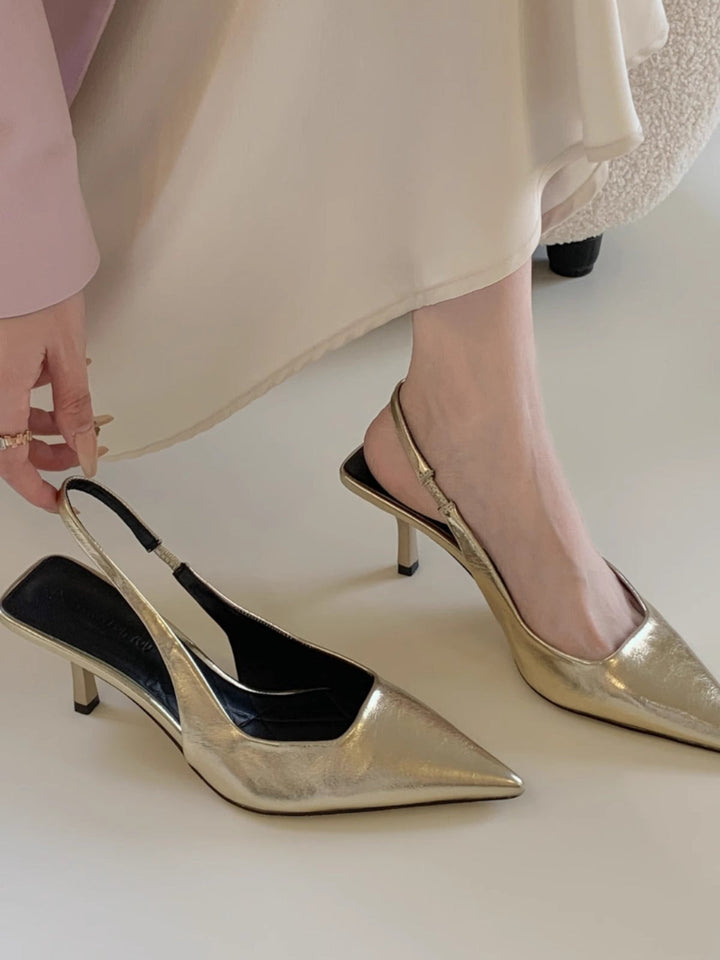Damen elegante Slingback Pumps mit spitzem Design Drune