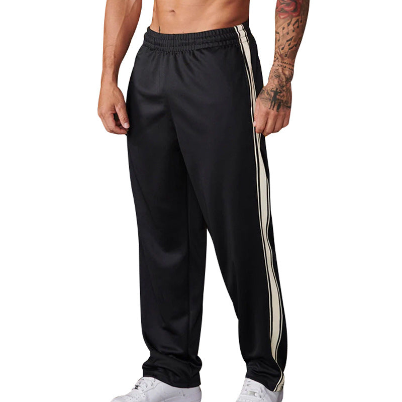 Herren Atmungsaktive Sporthose mit Seitentaschen und dekorativem Streifen Drune