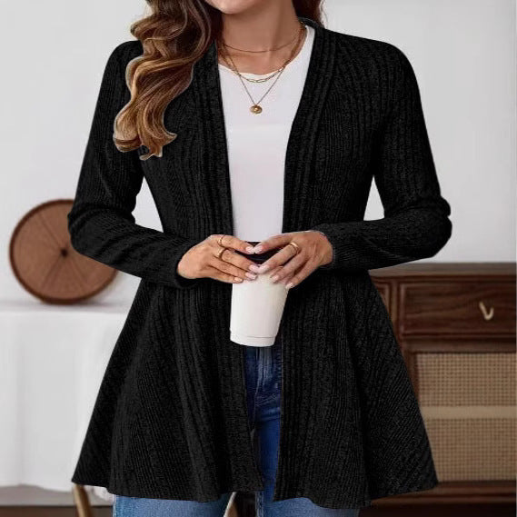 Damen Strickjacke mit langem Schnitt und offenem Design Drune