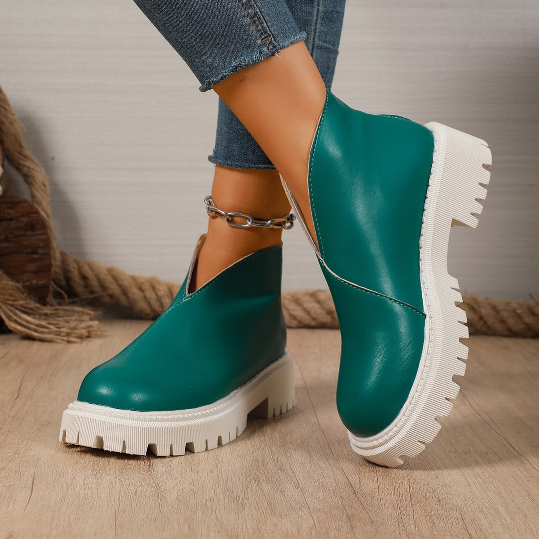 Damen Modische Chelsea-Boots mit trendigem Plateau und rutschfester Sohle Drune