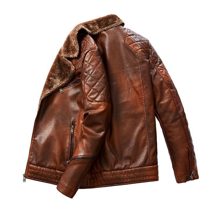 Herren Robuste Lederjacke mit Teddyfutter Drune