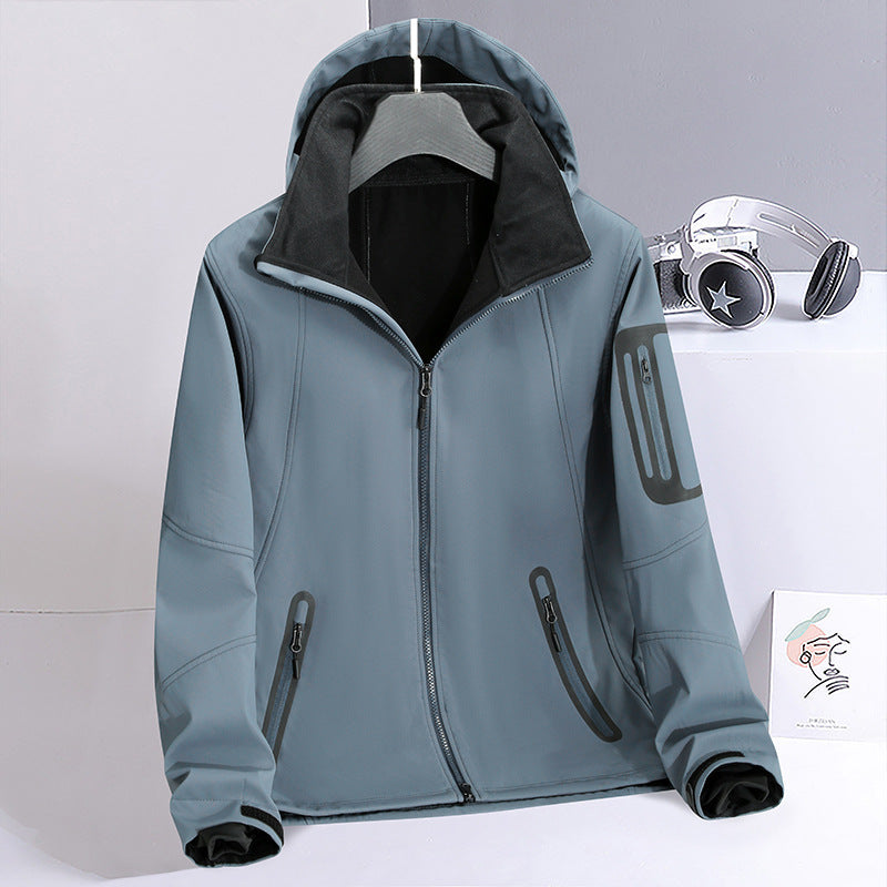 Herren Softshell‑Hybridjacke mit Kapuze, versiegelten Reißverschlüssen und ergonomischem Schnitt Drune