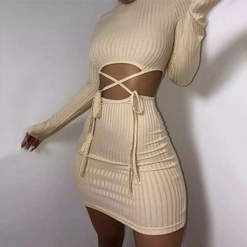 Damen figurbetontes Wickelkleid mit Cut-Out-Details Drune