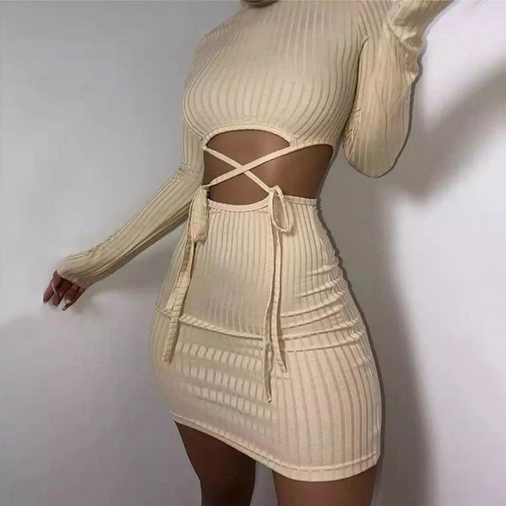 Damen figurbetontes Wickelkleid mit Cut-Out-Details Drune