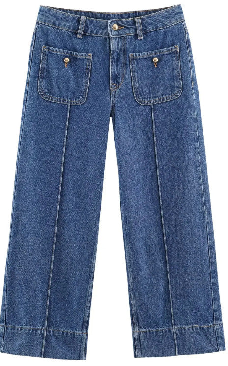 Damen Hochtaillierte Culotte-Hose mit weitem Bein und dekorativem Taillengürtel Drune
