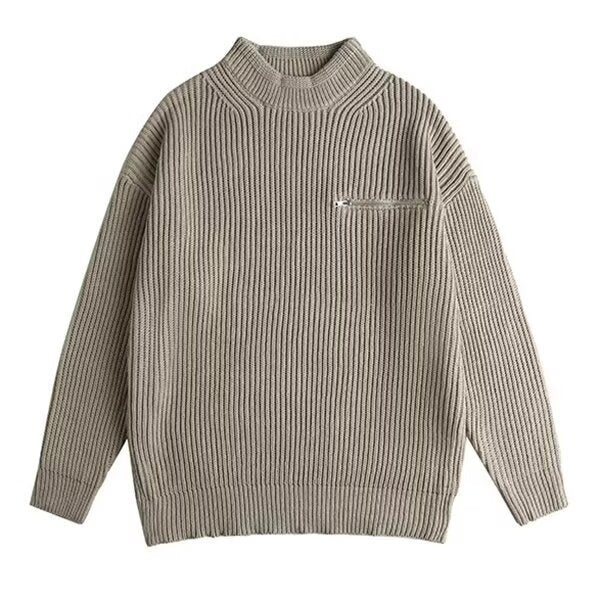 Herren Modischer Strickpullover mit Reißverschlusstasche Drune