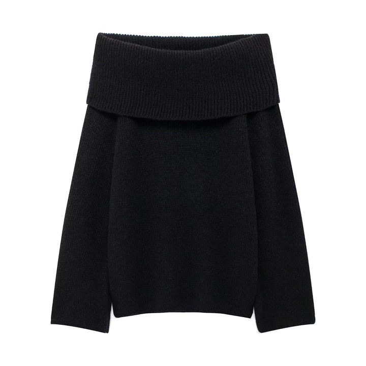 Damen Grobstrick-Oversize-Pullover mit weitem Umschlagkragen Drune