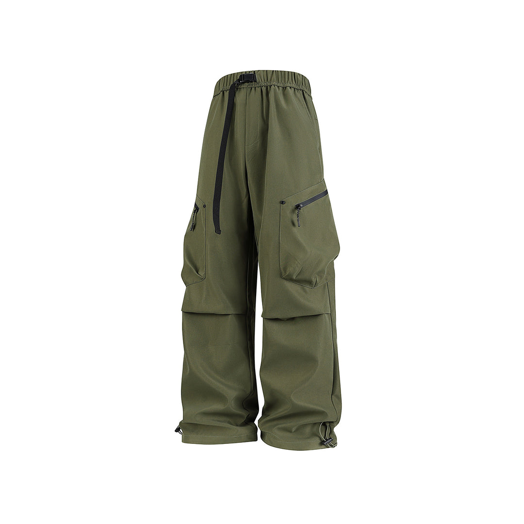 Herren Weite Utility‑Cargohose mit elastischem Bund, Reißverschluss‑Taschen und verstellbarem Saum Drune