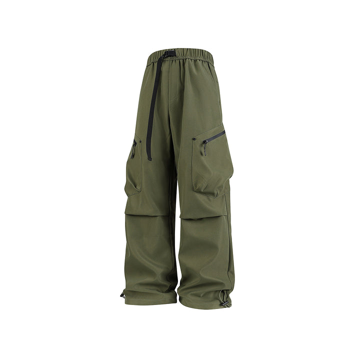 Herren Weite Utility‑Cargohose mit elastischem Bund, Reißverschluss‑Taschen und verstellbarem Saum Drune