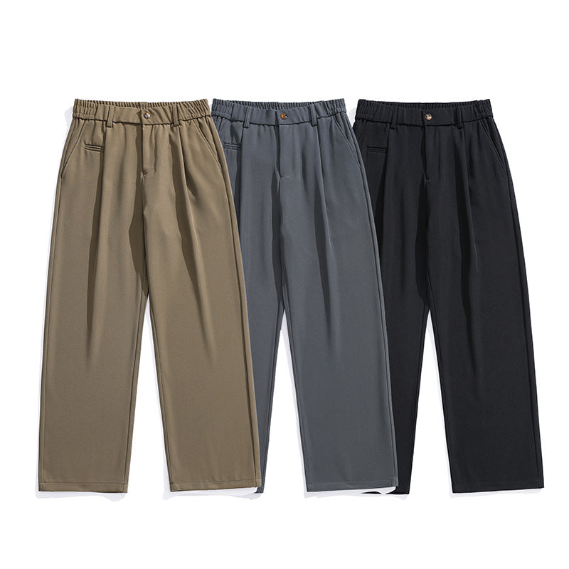 Damen Locker sitzende Bundfalten-Hose mit elastischem Komfortbund und geradem Saum Drune