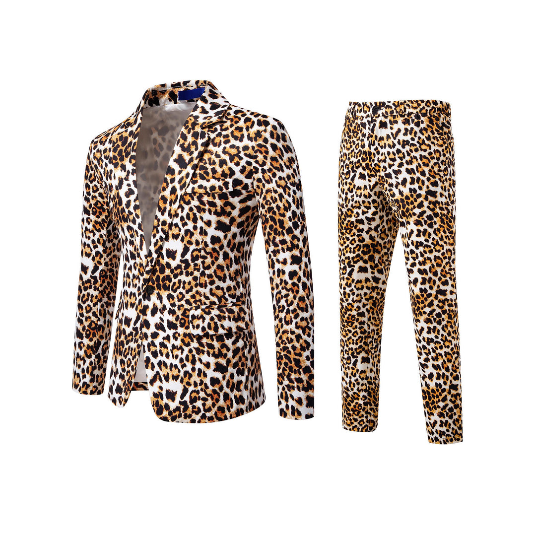 Herren Zweiteiliges Satin-Anzugsset mit grafischem Allover‑Print und schmaler Silhouette Drune
