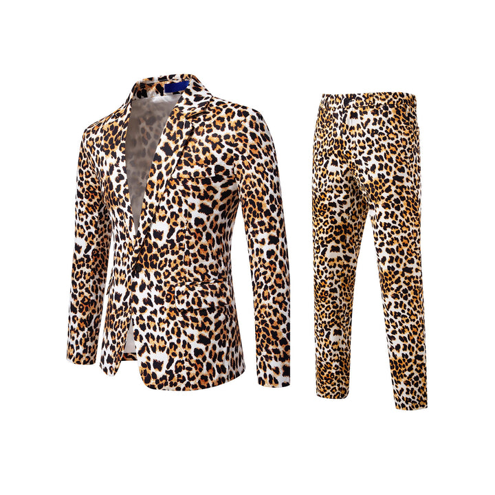 Herren Zweiteiliges Satin-Anzugsset mit grafischem Allover‑Print und schmaler Silhouette Drune