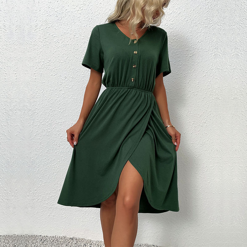 Damen Wickelkleid mit Knopfdetails Drune