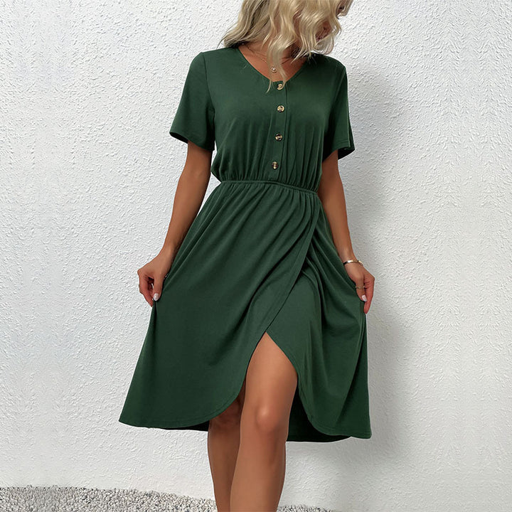 Damen Wickelkleid mit Knopfdetails Drune