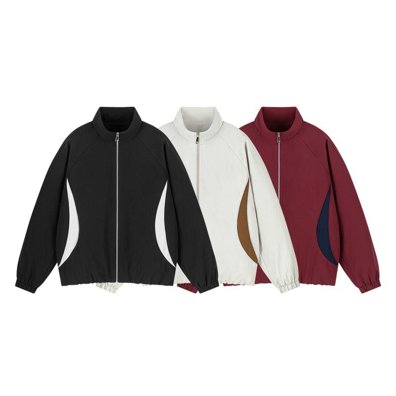 Herren Leichte Oversize Freizeitjacke mit Stehkragen, elastischem Saum und kontrastseiteneinsätzen Drune