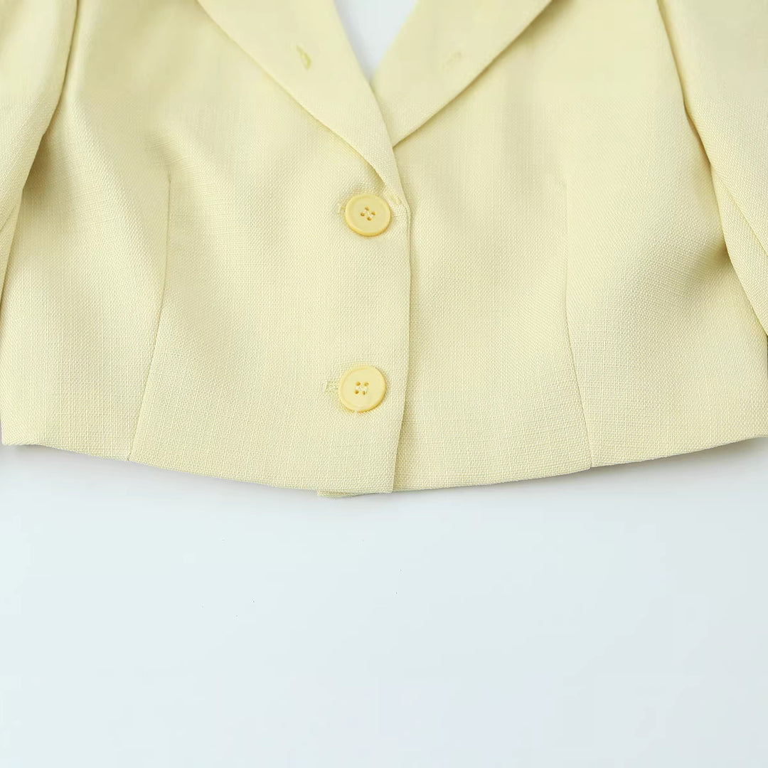 Damen Kurzer Bouclé‑Tweed‑Blazer mit Reverskragen und Zweiknopfverschluss Drune