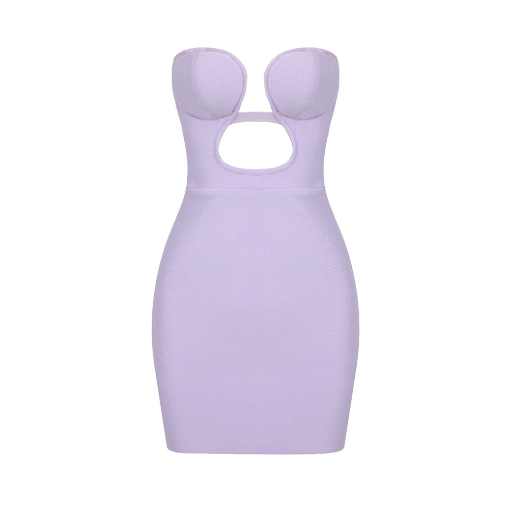 Damen figurbetontes Kleid mit schulterfreiem Design und raffinierten Cut-Outs Drune