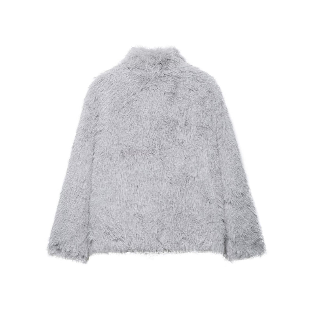 Damen Kurze Faux‑Fur Jacke mit Schalkragen und Boxy‑Schnitt Drune