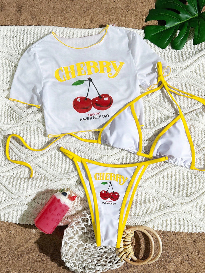 Damen Sportlicher Bikini mit transparentem Oberteil Drune
