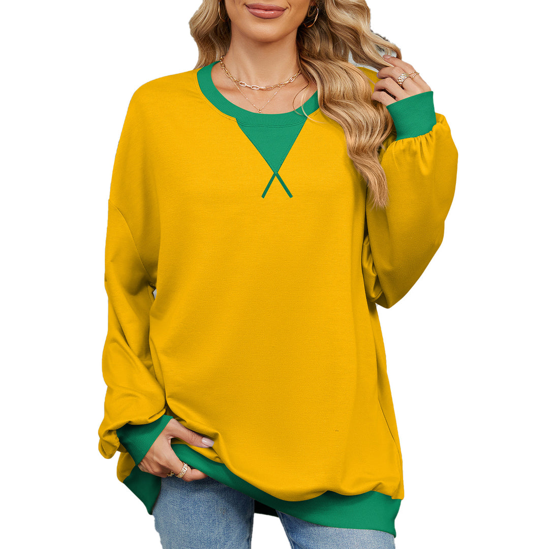 Damen lässiges Oversized Sweatshirt mit modernem V-Ausschnitt und eleganten Ärmelbündchen Drune