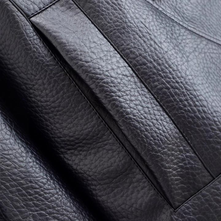 Damen Kurze Boxy-Jacke aus Lederoptik mit hohem Stehkragen und elastischem Saum Drune