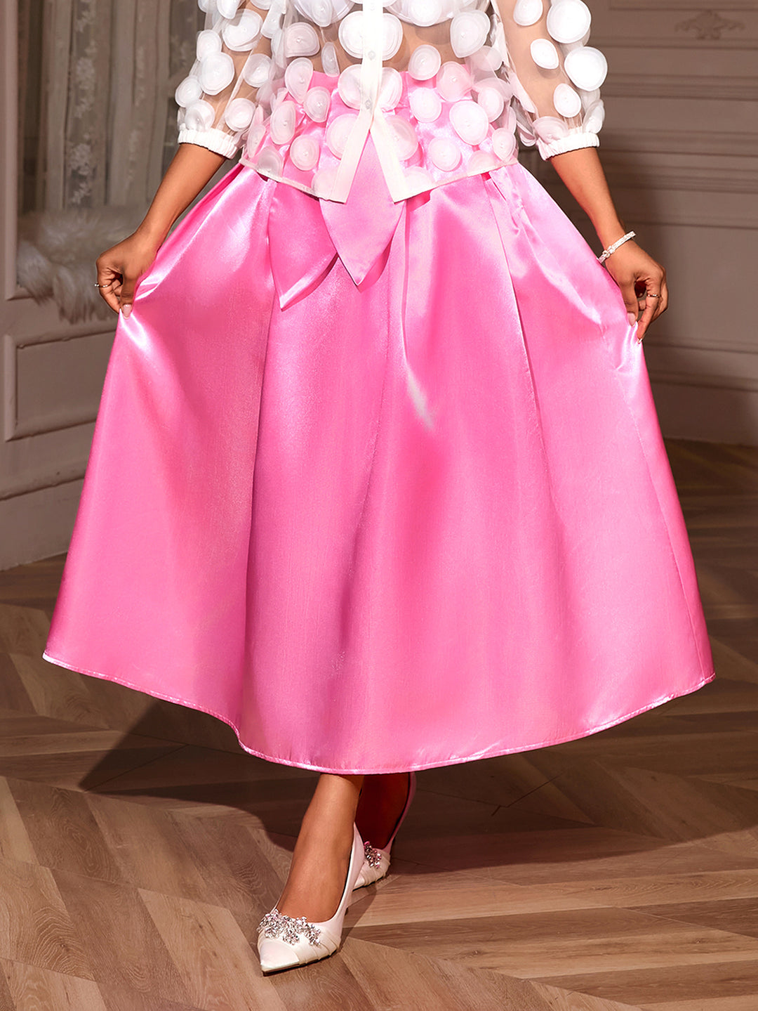 Damen Eleganter Maxirock aus seidig glänzendem Material Drune