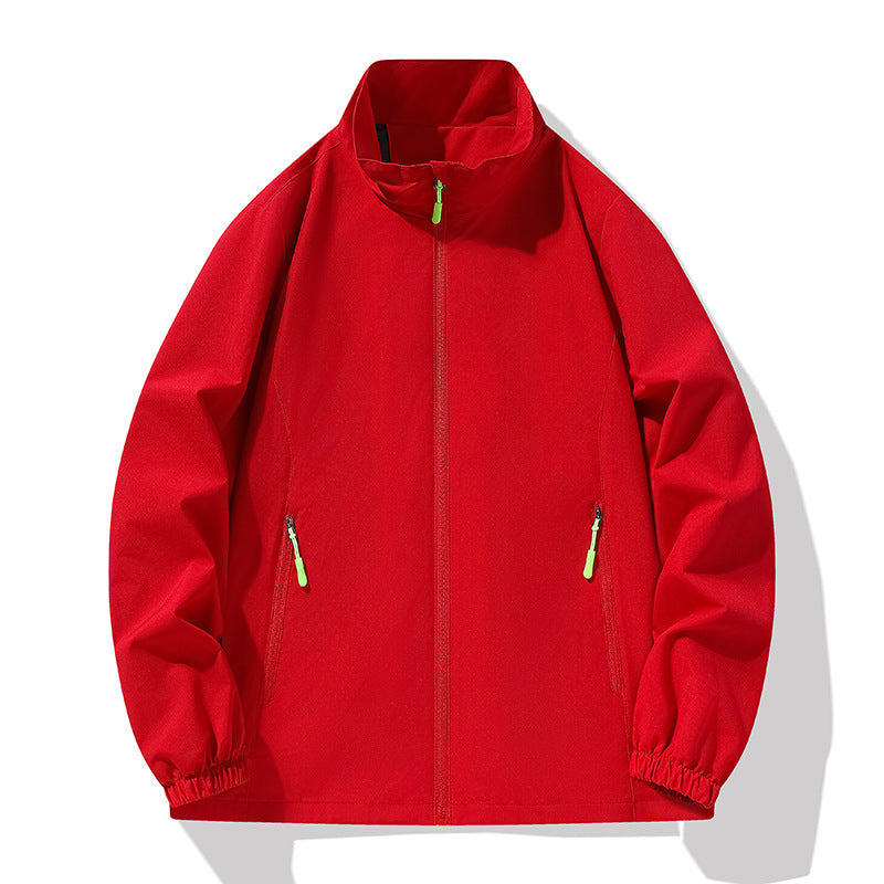 Herren Minimalistische Softshell-Outdoorjacke mit Stehkragen, wind- und wasserabweisender Membran und fluoreszierenden Zipper-Pulls Drune