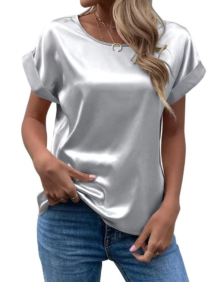 Damen Satin T-Shirt mit elegante Details Drune