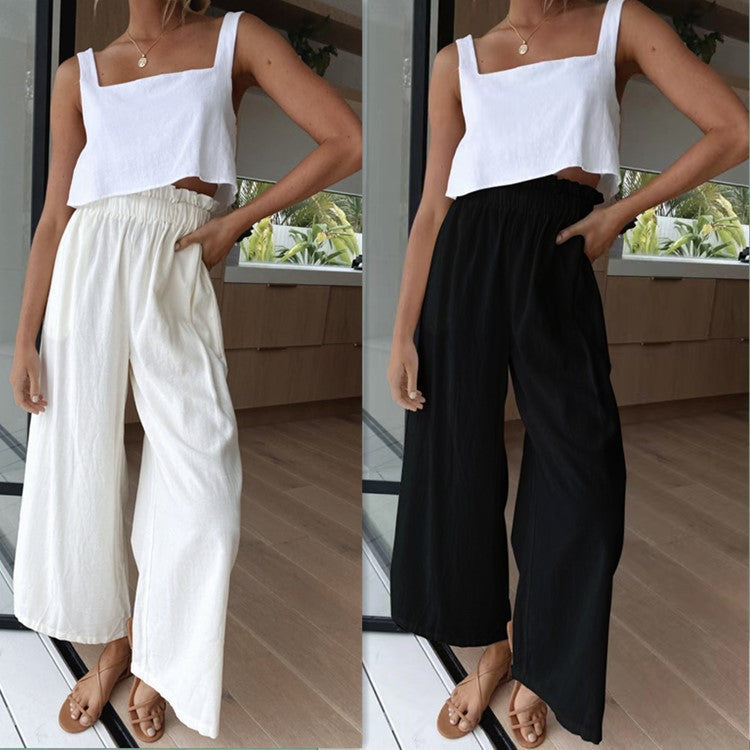 Damen weite Palazzo-Hose mit elastischem Bund und bequemer Passform Drune