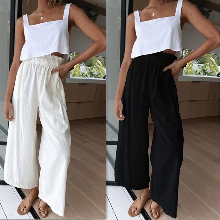 Damen weite Palazzo-Hose mit elastischem Bund und bequemer Passform Drune