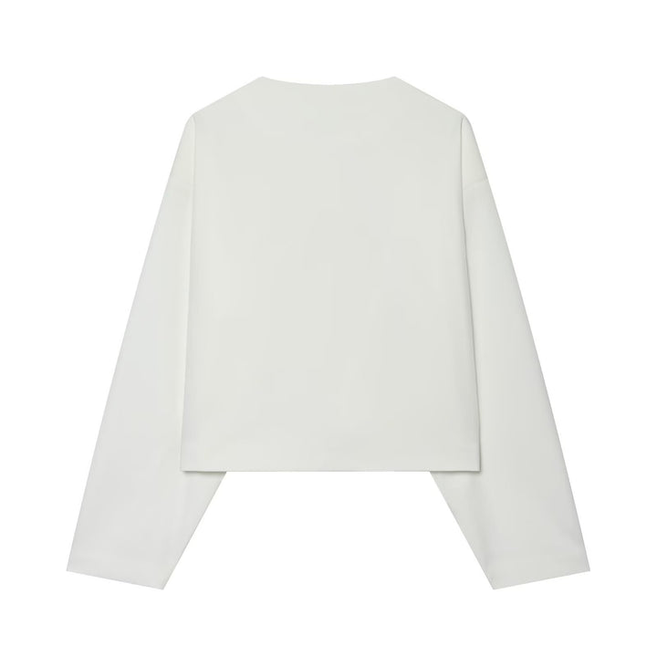 Damen Kurzblazer ohne Kragen mit Schmuckknöpfen und kurzem Cropped‑Schnitt Drune