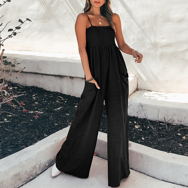 Damen Lässiger Jumpsuit mit weitem Schnitt und praktischen Taschen Drune