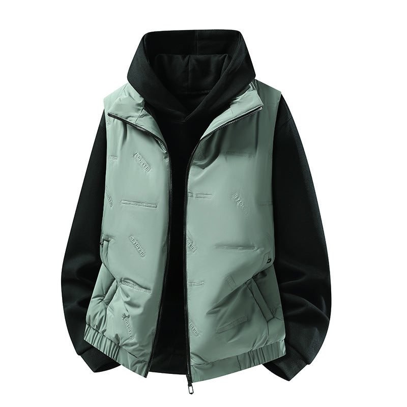 Herren Steppweste im urbanen Layering-Look mit Reißverschluss, elastischem Saum & Eingrifftaschen Drune