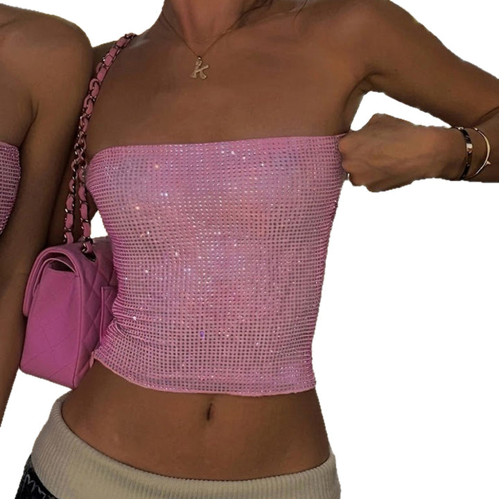 Damen Bandeau-Top mit funkelnden Pailletten und elastischem Schnitt Drune