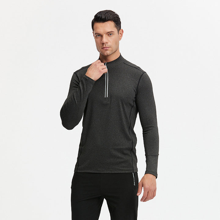 Herren Atmungsaktives Funktions-Langarmshirt mit halbem Reißverschluss und sportlichem Slim-Fit Drune