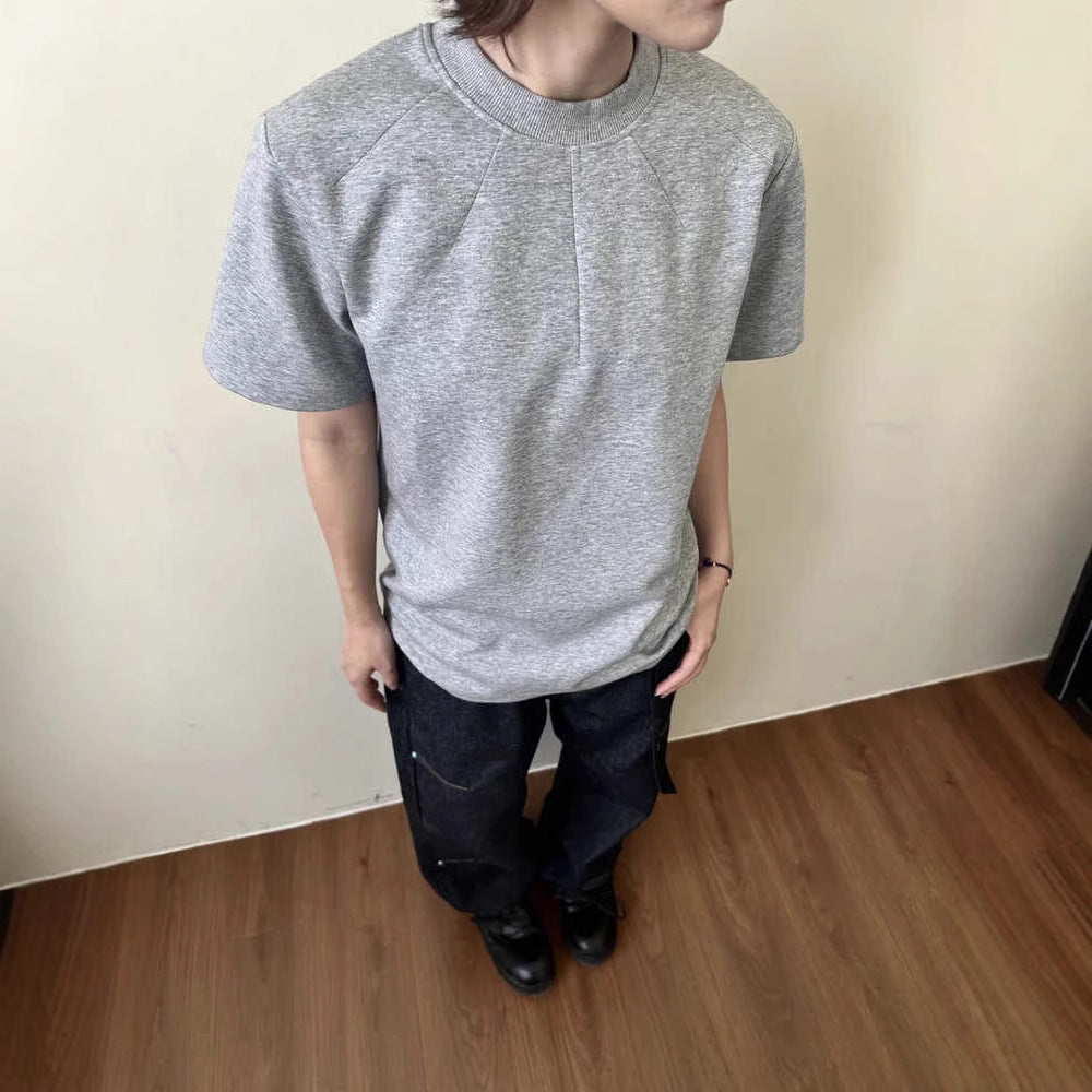 Herren modernes T-Shirt mit hohem Kragen und strukturierter Verarbeitung Drune